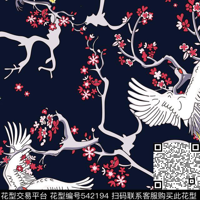大牌女装旗袍男士衬衫飞鸟仙鹤梅花中国风传统印花华亿平台下载（图片编号: 542194） - 瓦栏（Walan）