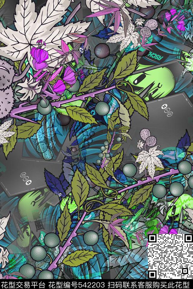 时尚花卉流行数码印花华亿平台下载（图片编号: 542203） - 瓦栏（Walan）