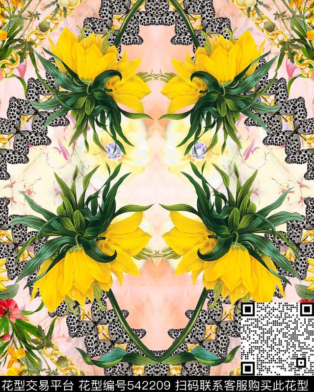 MAX-定位欧美民族风田园风几何四方对称数码印花华亿平台下载（图片编号: 542209） - 瓦栏（Walan）