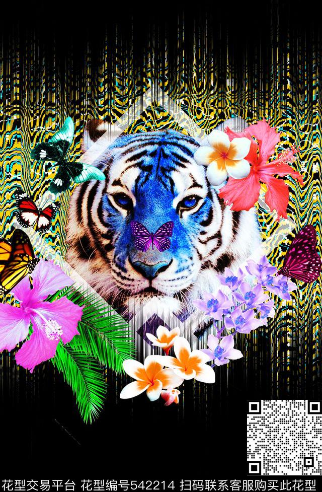 时尚老虎头定位华亿平台热带时尚泳装定位花数码印花华亿平台下载（图片编号: 542214） - 瓦栏（Walan）