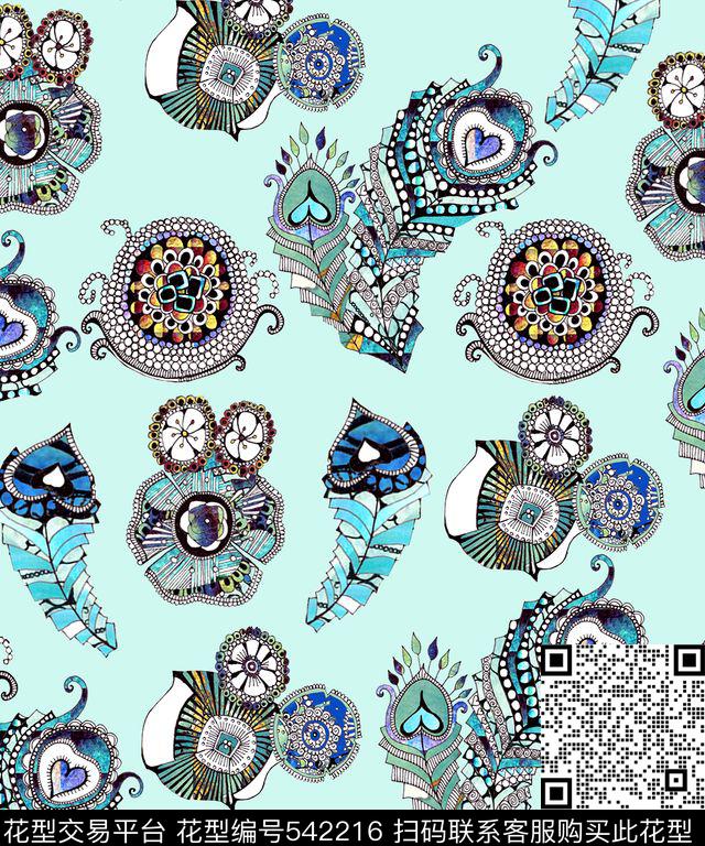 民族花卉田园森女风艺术花卉传统印花华亿平台下载（图片编号: 542216） - 瓦栏（Walan）