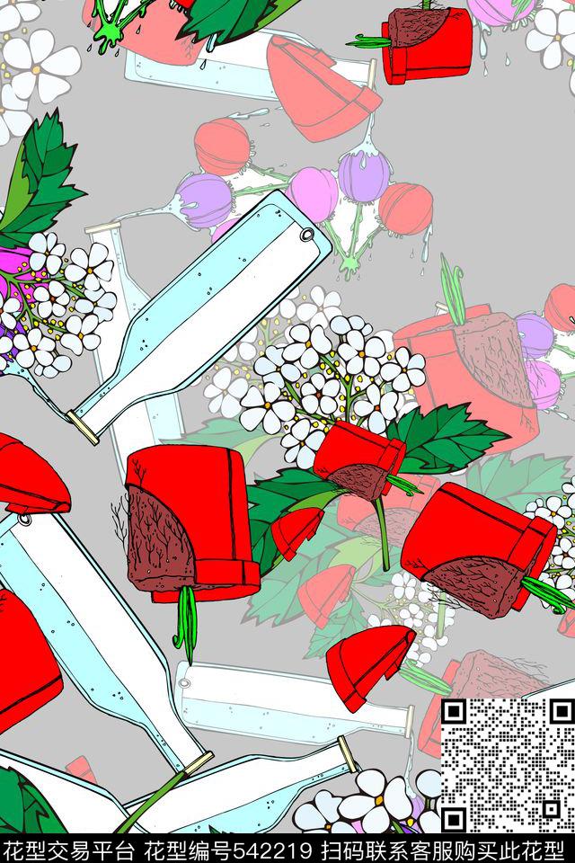 流行抽象时尚数码印花华亿平台下载（图片编号: 542219） - 瓦栏（Walan）