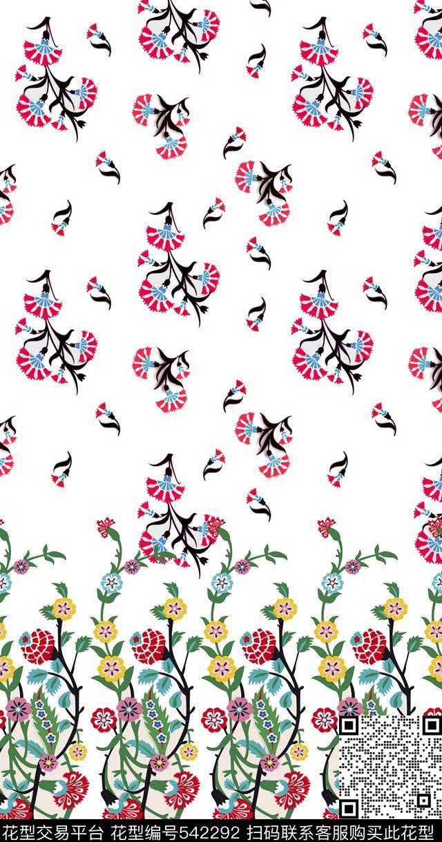 民族田园风定位花民族孔雀花传统印花华亿平台下载（图片编号: 542292） - 瓦栏（Walan）