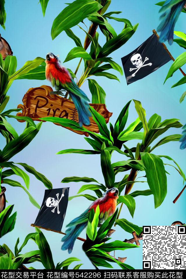 热带风情矢量鹦鹉数码印花华亿平台下载（图片编号: 542296） - 瓦栏（Walan）