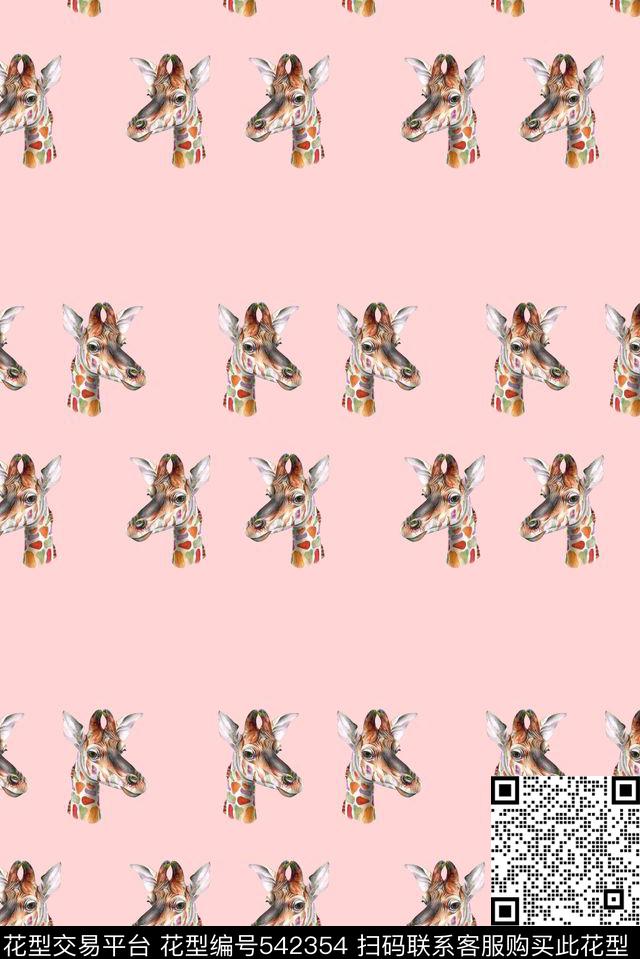长颈鹿头像卡通浅底数码印花华亿平台下载（图片编号: 542354） - 瓦栏（Walan）