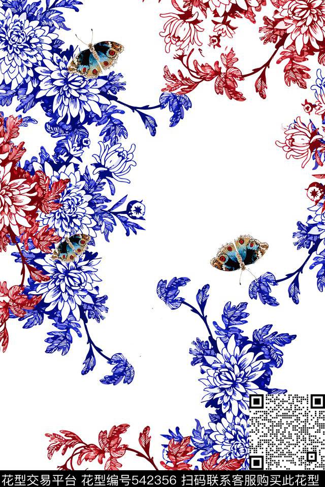 流行时尚中国风菊花传统印花华亿平台下载（图片编号: 542356） - 瓦栏（Walan）