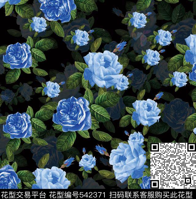 原创浪漫花卉数码印花华亿平台下载（图片编号: 542371） - 瓦栏（Walan）