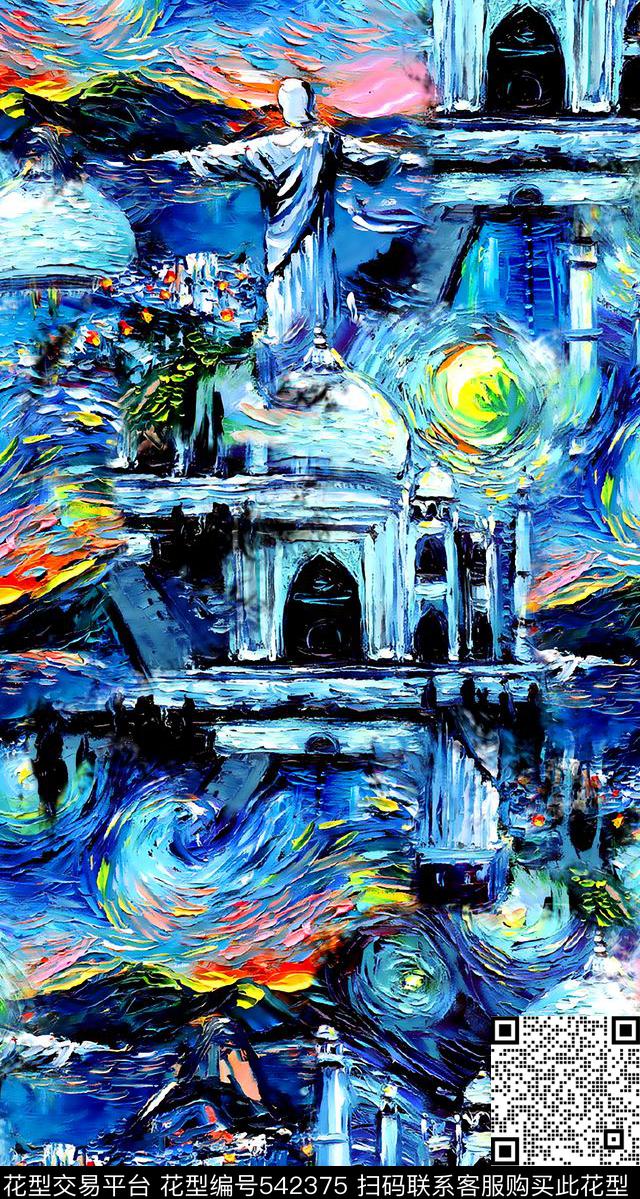 风景景观油画华亿平台梵高风格数码印花华亿平台下载（图片编号: 542375） - 瓦栏（Walan）