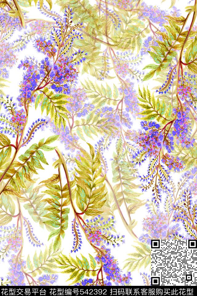 流行时尚植物数码印花华亿平台下载（图片编号: 542392） - 瓦栏（Walan）