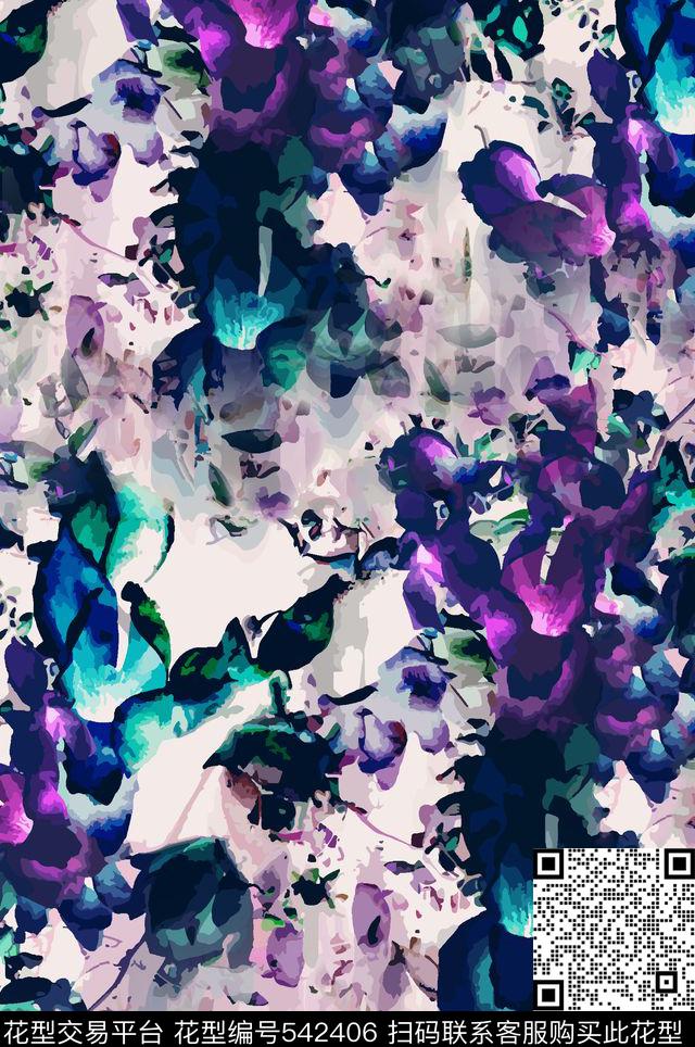 时尚流行炫酷水墨效果泼墨肌理数码印花华亿平台下载（图片编号: 542406） - 瓦栏（Walan）