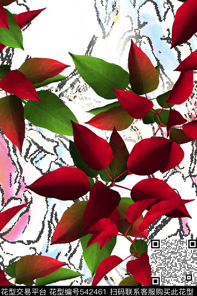 女装超清树叶数码印花华亿平台下载（图片编号: 542461） - 瓦栏（Walan）