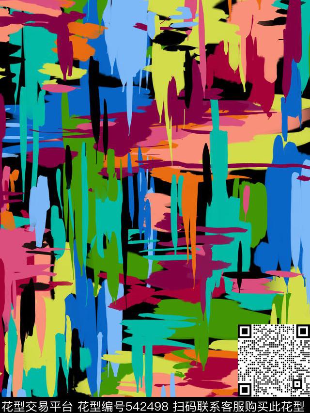 色彩感觉色抽象线传统印花华亿平台下载（图片编号: 542498） - 瓦栏（Walan）