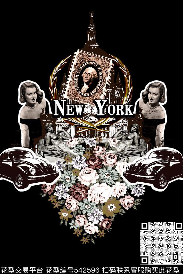 复古人物汽车建筑数码印花华亿平台下载（图片编号: 542596） - 瓦栏（Walan）