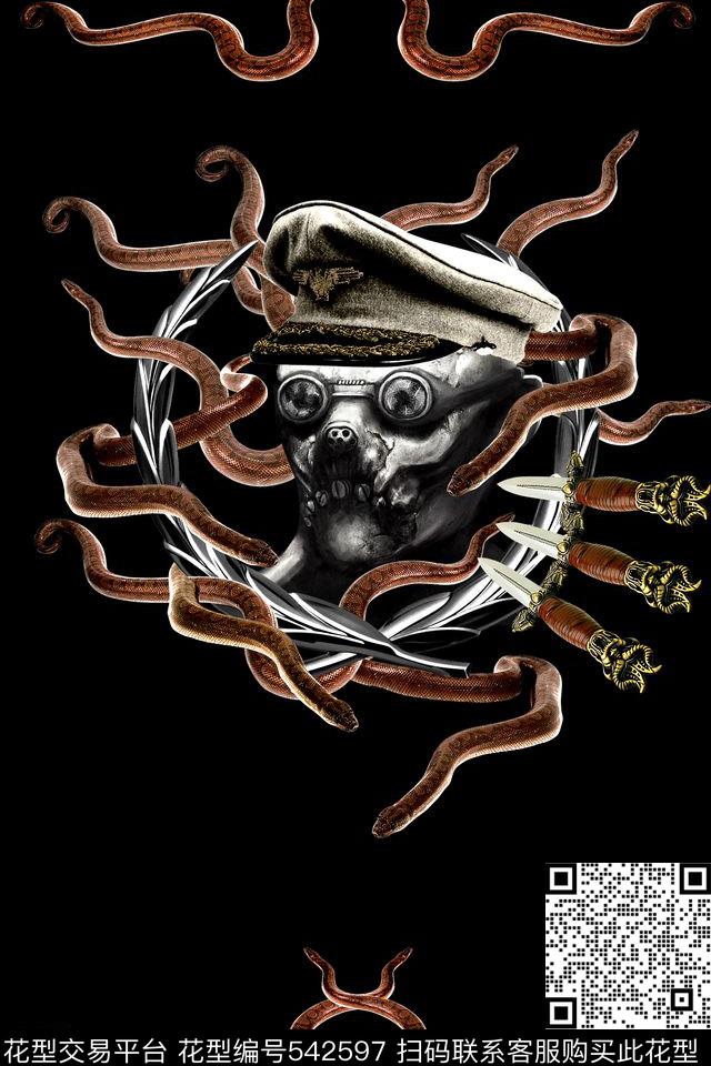 变异人抽象蛇数码印花华亿平台下载（图片编号: 542597） - 瓦栏（Walan）