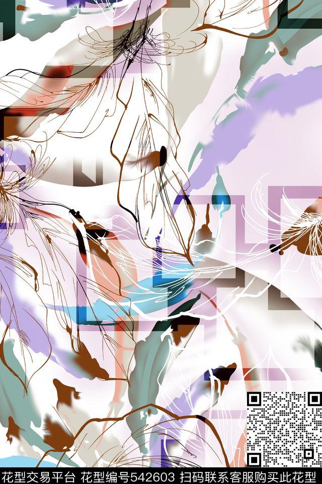 方格通道四边形数码印花华亿平台下载（图片编号: 542603） - 瓦栏（Walan）