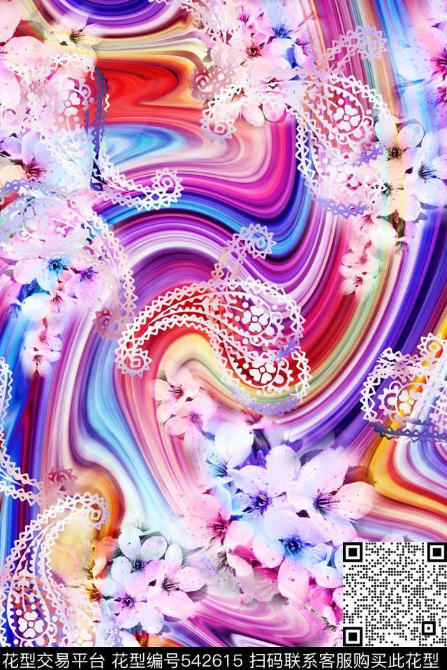 大气女装花朵动感小花数码印花华亿平台下载（图片编号: 542615） - 瓦栏（Walan）