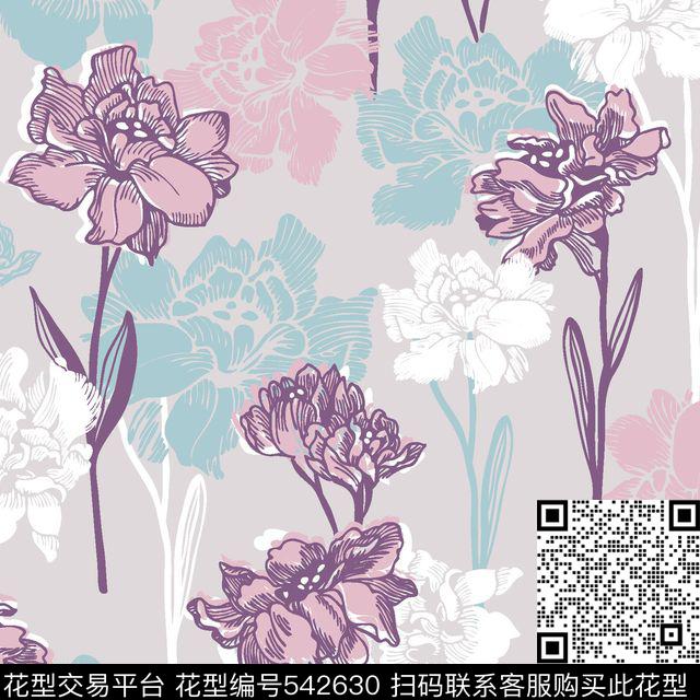 服装花卉时尚潮流传统印花华亿平台下载（图片编号: 542630） - 瓦栏（Walan）