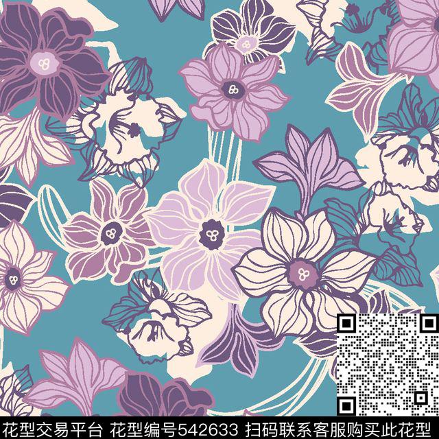 花卉服装时尚潮流传统印花华亿平台下载（图片编号: 542633） - 瓦栏（Walan）