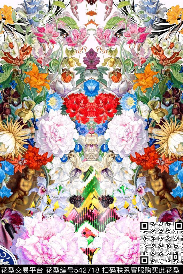 MAX-定位欧美民族风手绘复古欧式油画花卉数码印花华亿平台下载（图片编号: 542718） - 瓦栏（Walan）