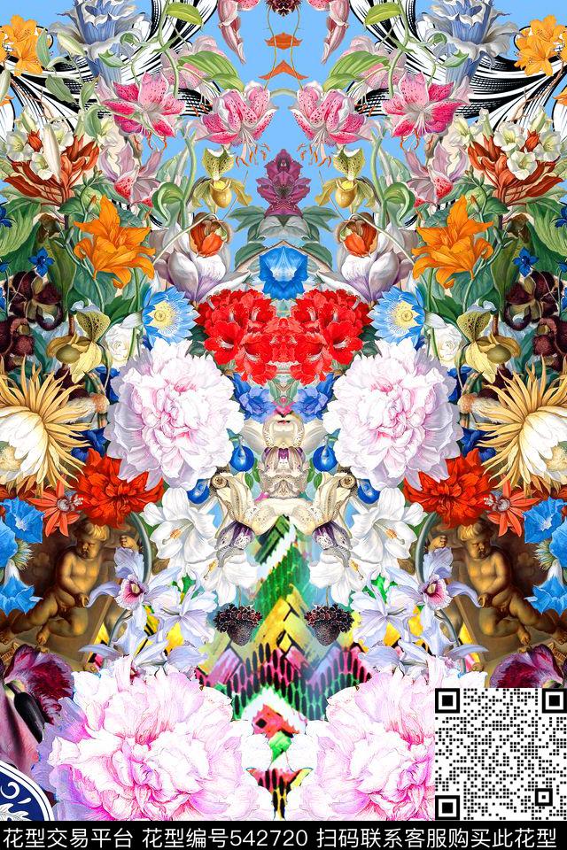 MAX-定位欧美民族风手绘复古欧式油画花卉数码印花华亿平台下载（图片编号: 542720） - 瓦栏（Walan）