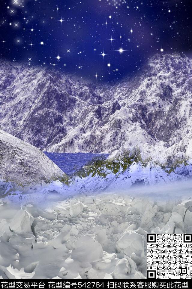 定位星空雪山数码印花华亿平台下载（图片编号: 542784） - 瓦栏（Walan）