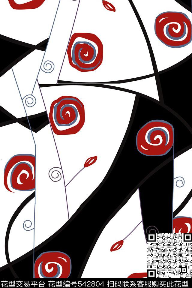 抽象几何线条色块服装面料华亿平台休闲时尚抽象几何水彩欧美传统印花华亿平台下载（图片编号: 542804） - 瓦栏（Walan）