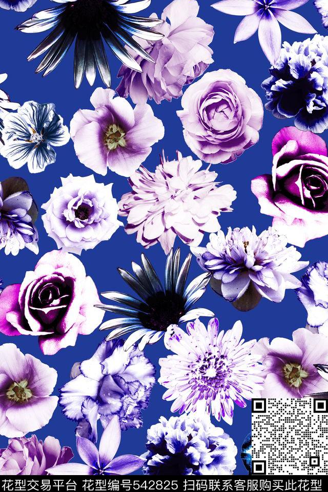纯色底花朵立体数码印花华亿平台下载（图片编号: 542825） - 瓦栏（Walan）