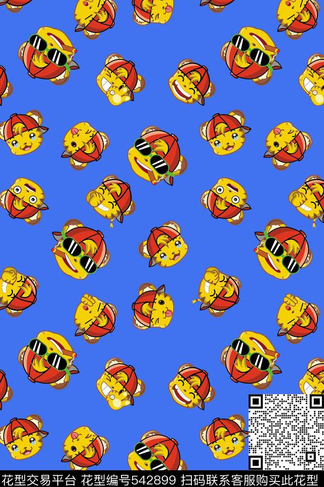 卡通猫咪浅底传统印花华亿平台下载（图片编号: 542899） - 瓦栏（Walan）