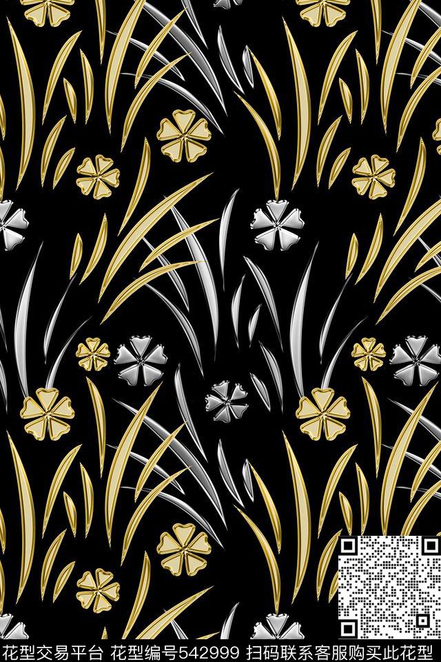 草丛创意花传统印花华亿平台下载（图片编号: 542999） - 瓦栏（Walan）