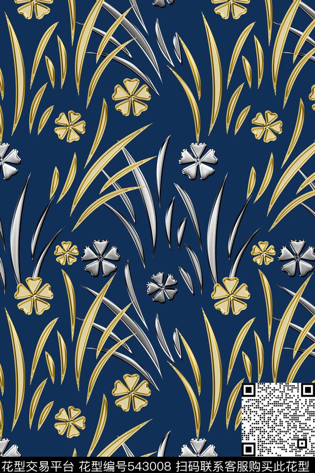 草丛创意花传统印花华亿平台下载（图片编号: 543008） - 瓦栏（Walan）