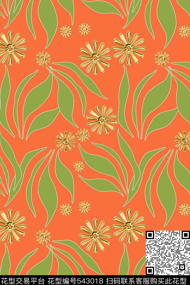 草丛花朵潮流创意传统印花华亿平台下载（图片编号: 543018） - 瓦栏（Walan）