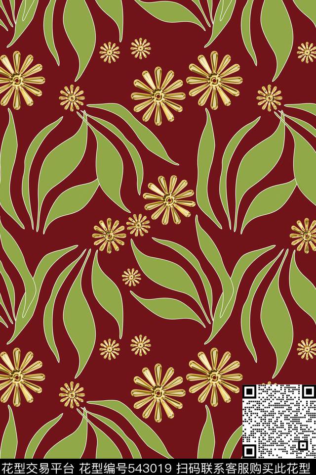 草丛花朵潮流创意传统印花华亿平台下载（图片编号: 543019） - 瓦栏（Walan）