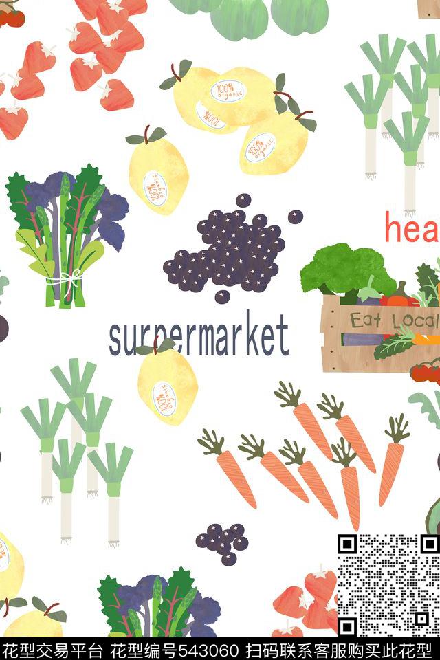 流行时尚蔬菜水果传统印花华亿平台下载（图片编号: 543060） - 瓦栏（Walan）
