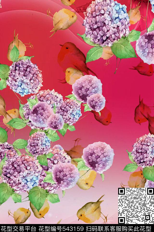 花卉风景温馨风格女装家纺数码印花华亿平台下载（图片编号: 543159） - 瓦栏（Walan）