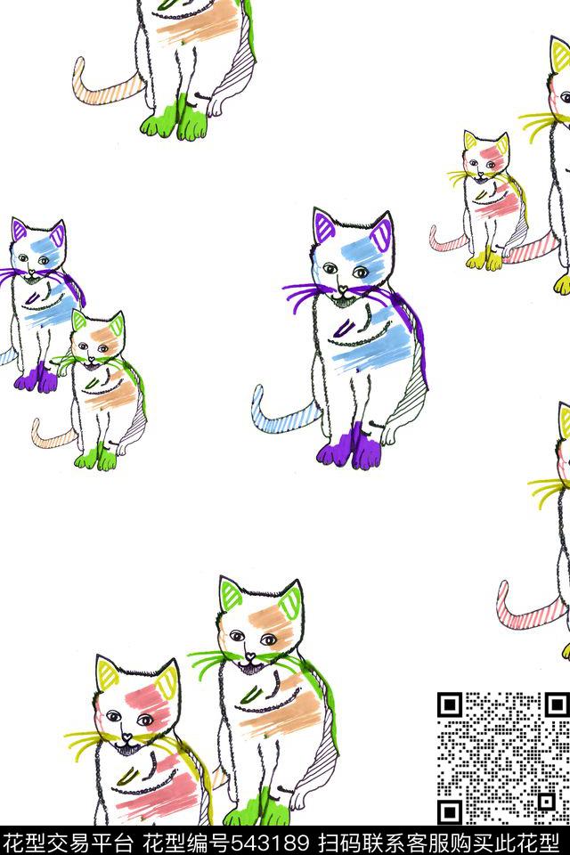 动物流行时尚猫传统印花华亿平台下载（图片编号: 543189） - 瓦栏（Walan）