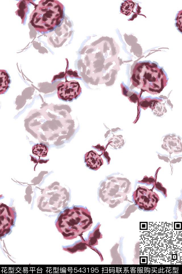 抽象花肌理传统印花华亿平台下载（图片编号: 543195） - 瓦栏（Walan）