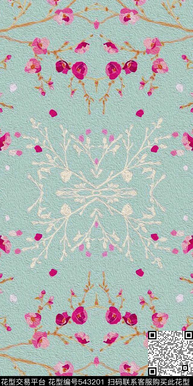 时尚小清新花卉油画外套连衣裙羽绒服包包数码印花华亿平台下载（图片编号: 543201） - 瓦栏（Walan）