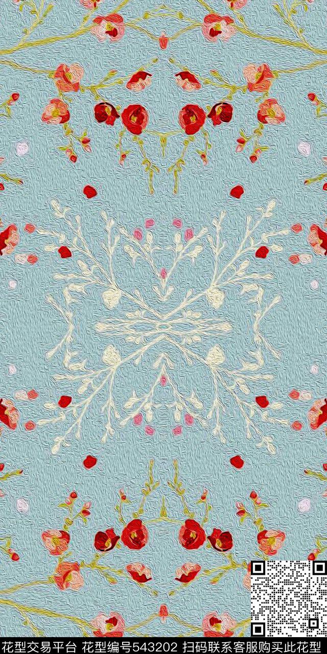 时尚小清新花卉油画外套连衣裙羽绒服包包数码印花华亿平台下载（图片编号: 543202） - 瓦栏（Walan）