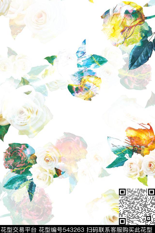 原创大牌花卉数码印花华亿平台下载（图片编号: 543263） - 瓦栏（Walan）