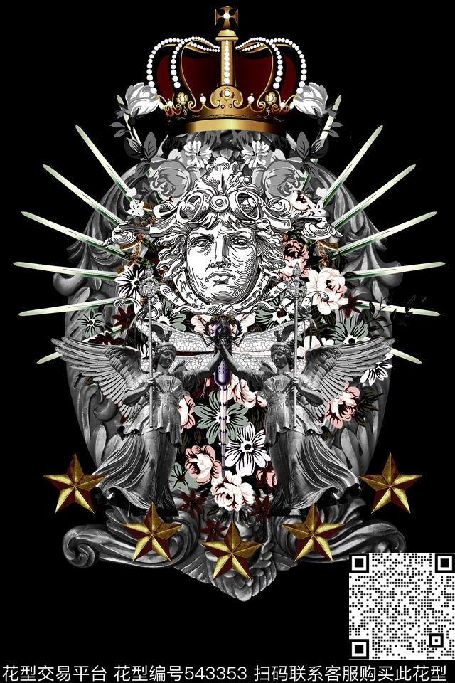 黑白主题人像插花皇冠数码印花华亿平台下载（图片编号: 543353） - 瓦栏（Walan）
