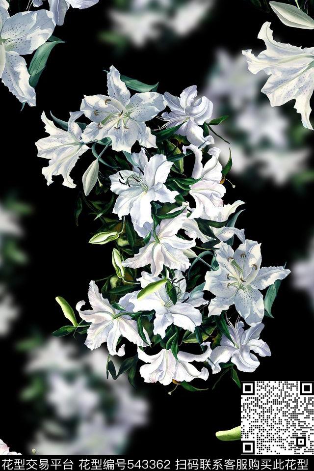 服装设计花卉渐变时尚大牌欧美风格数码印花华亿平台下载（图片编号: 543362） - 瓦栏（Walan）