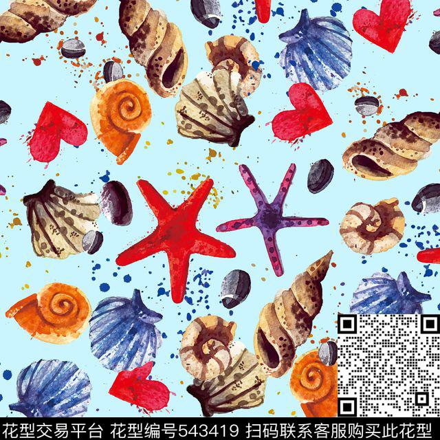 动物规则海贝数码印花华亿平台下载（图片编号: 543419） - 瓦栏（Walan）