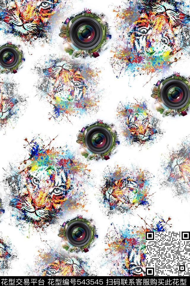 抽象创意老虎镜头数码印花华亿平台下载（图片编号: 543545） - 瓦栏（Walan）