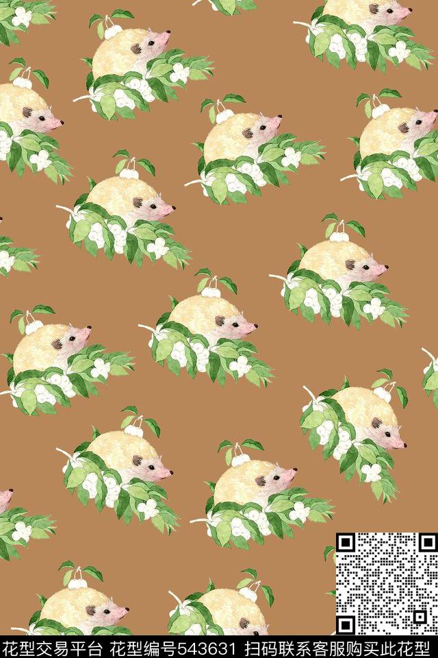 刺猬动物可爱清新传统印花华亿平台下载（图片编号: 543631） - 瓦栏（Walan）
