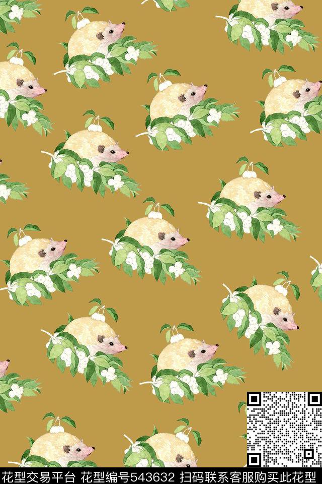 刺猬动物可爱清新传统印花华亿平台下载（图片编号: 543632） - 瓦栏（Walan）