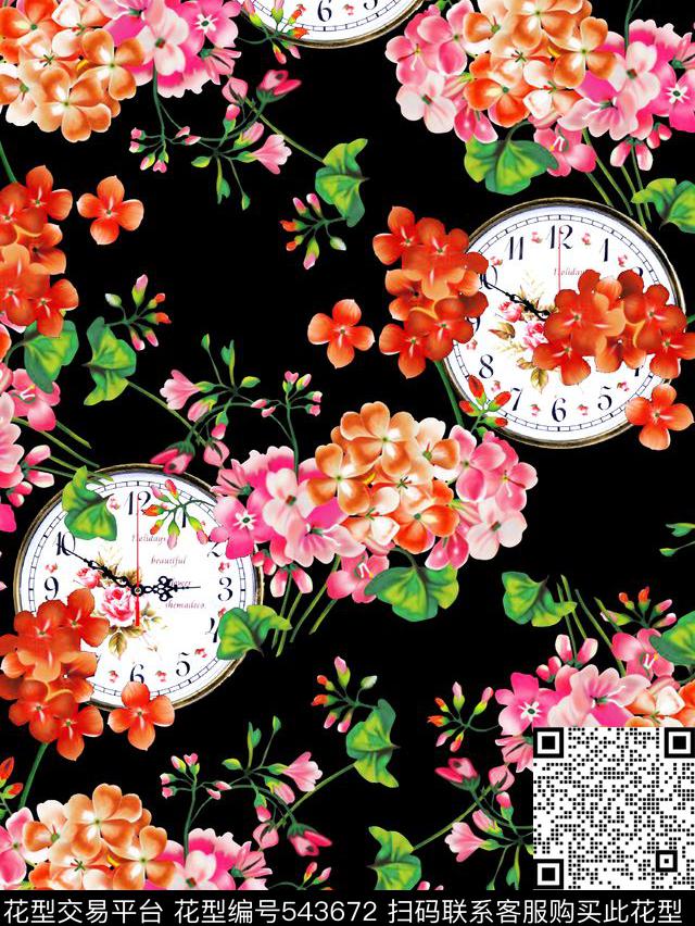 抽象手绘画潮流女装花数码印花华亿平台下载（图片编号: 543672） - 瓦栏（Walan）