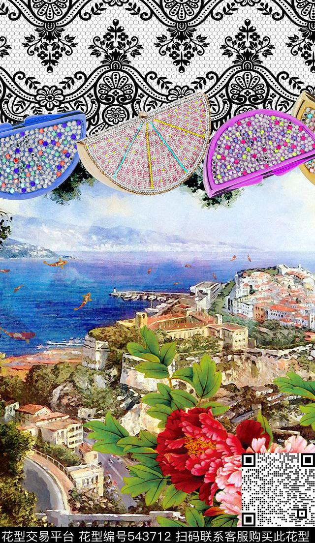 女装潮流时尚大牌手绘油画花卉数码印花华亿平台下载（图片编号: 543712） - 瓦栏（Walan）