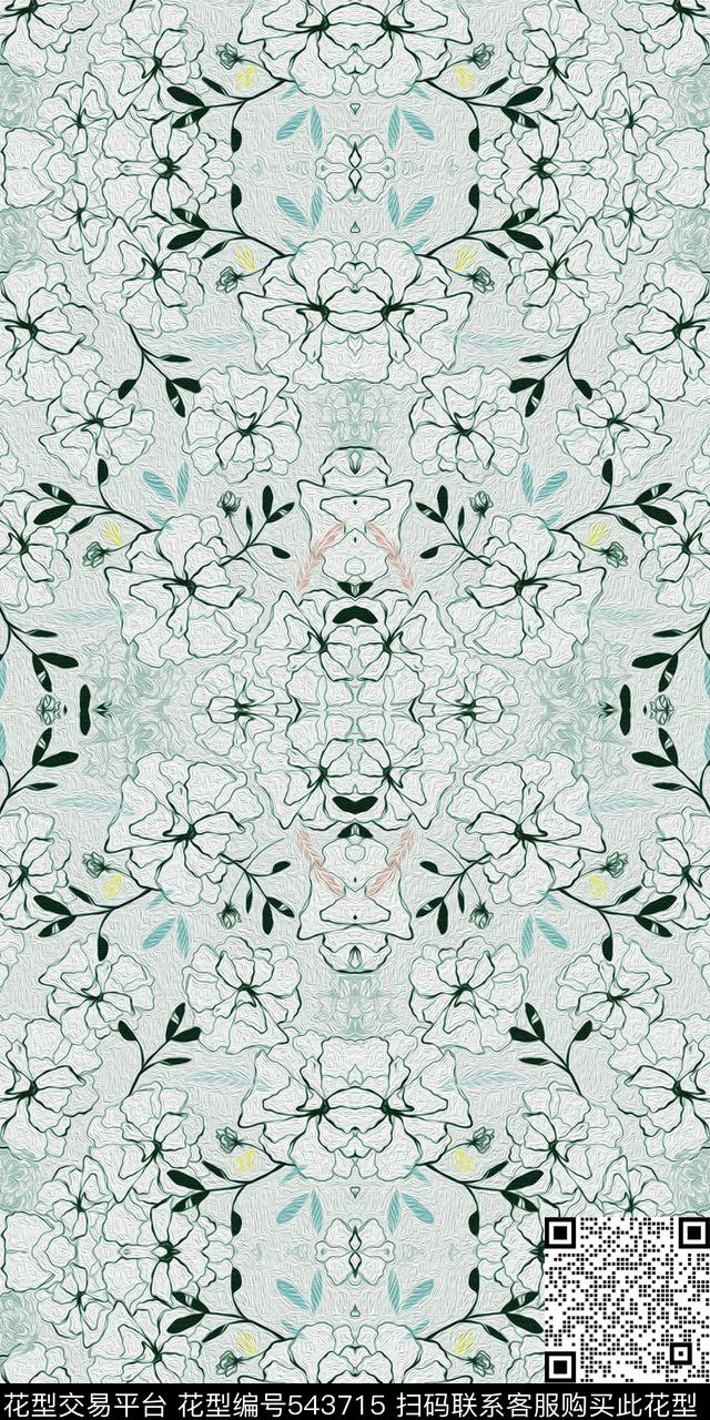 时尚花卉油画外套卫衣连衣裙羽绒服数码印花华亿平台下载（图片编号: 543715） - 瓦栏（Walan）