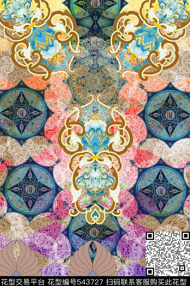 民族风民族花纹图腾图案数码印花华亿平台下载（图片编号: 543727） - 瓦栏（Walan）