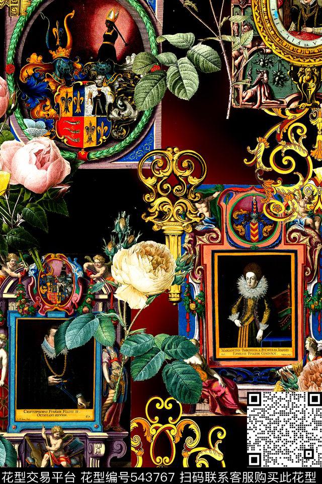 花卉时尚钥匙数码印花华亿平台下载（图片编号: 543767） - 瓦栏（Walan）